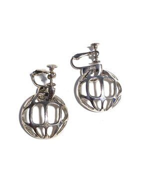 Roget silver dome dangle earrings